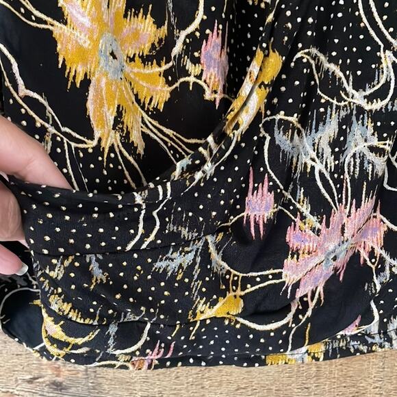 Free People Last Time Print Top In Black Combo Dramatic Bell Sleeve Size Small - Picture 5 of 12